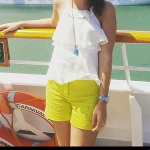 LOFT Lime Green Eyelet Shorts Size 2